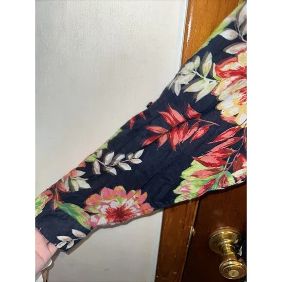 NWT Talbots Womens Navy Blue Floral Button Up Blouse Size 2X - Picture 3 of 7